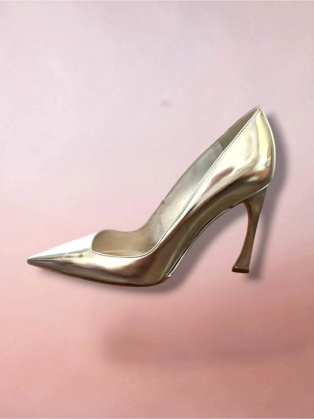 CHRISTIAN DIOR Songe Silver Metallic Heels 38.5
